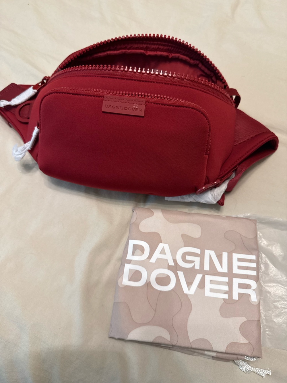 Dagne Dover Red Jax Large Fanny Pack/Neoprene Crossbody Belt Bag